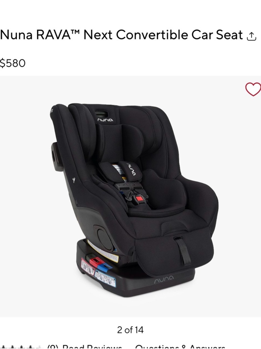 Nuna RAVA Next Convertible Car Seat - Black